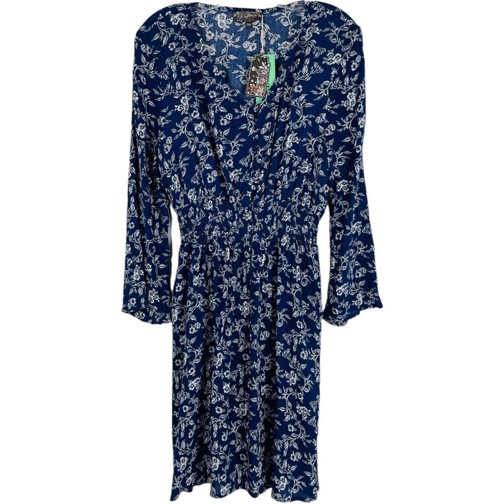 NEW J Gee blue white floral cottagecore lightweight preppy midi dress PM